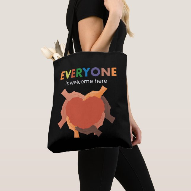 Everyone Is Welcome Here Diversity Inclusion Equal Tote Bag (Close Up)