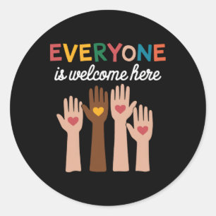 Everyone Is Welcome Here Idaho Teacher 17  Classic Round Sticker