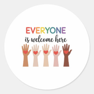 Everyone Is Welcome Here Idaho Teacher 4  Classic Round Sticker