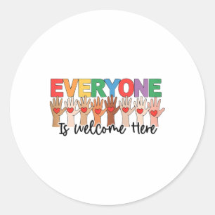 Everyone Is Welcome Here Idaho Teacher 68  Classic Round Sticker