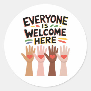 Everyone Is Welcome Here Idaho Teacher 79  Classic Round Sticker