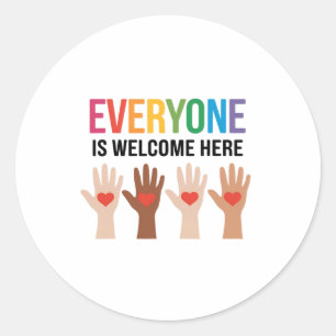 Everyone Is Welcome Here Idaho Teacher 89 Classic Round Sticker