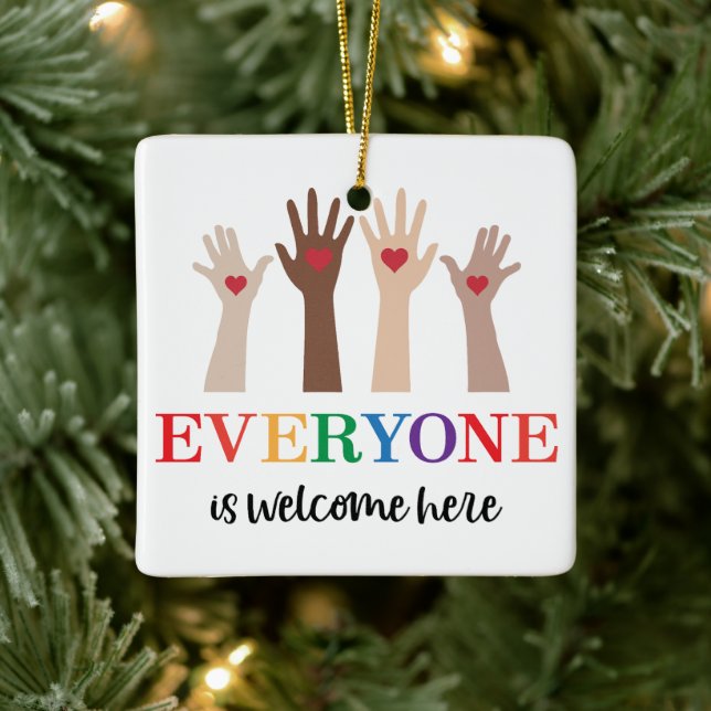 Everyone Is Welcome Here Idaho Teacher Ceramic Ornament (Tree)