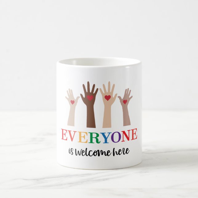 Everyone Is Welcome Here Idaho Teacher Coffee Mug (Center)