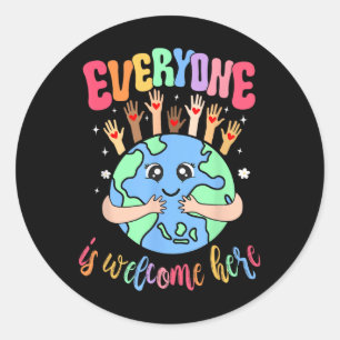 Everyone Is Welcome Here Idaho Teacher Earth Classic Round Sticker