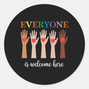 Everyone Is Welcome Here Idaho Teacher Fist Hand S Classic Round Sticker