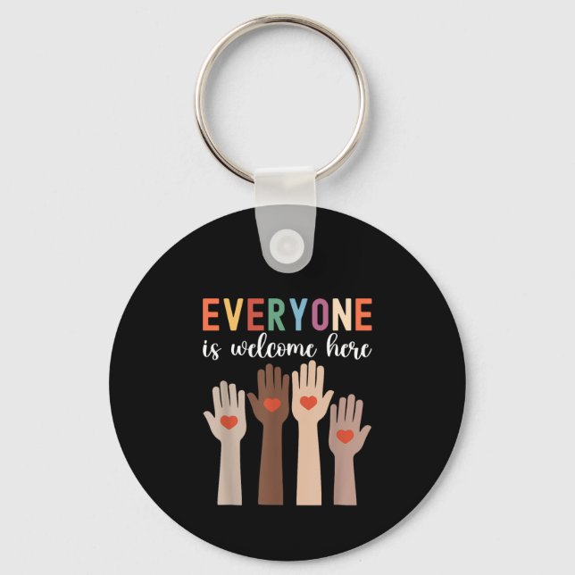 Everyone Is Welcome Here Idaho Teacher Key Ring (Front)