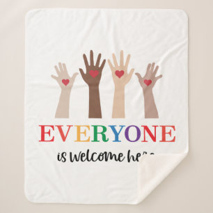 Everyone Is Welcome Here Idaho Teacher Sherpa Blanket