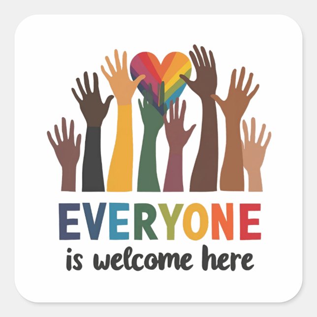 Everyone Is Welcome Here Idaho Teacher Square Sticker (Front)