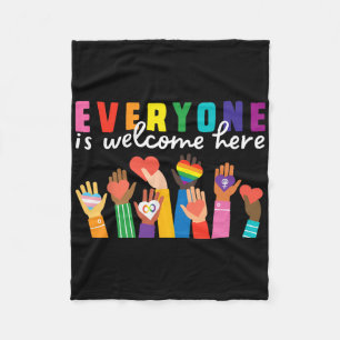 Everyone Is Welcome Here Idaho Teacher Support Men Fleece Blanket