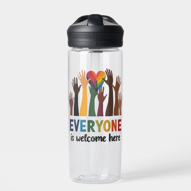 Everyone Is Welcome Here Idaho Teacher Water Bottle (Front)