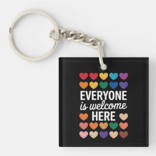 Everyone Is Welcome Here LGBTQ Key Ring