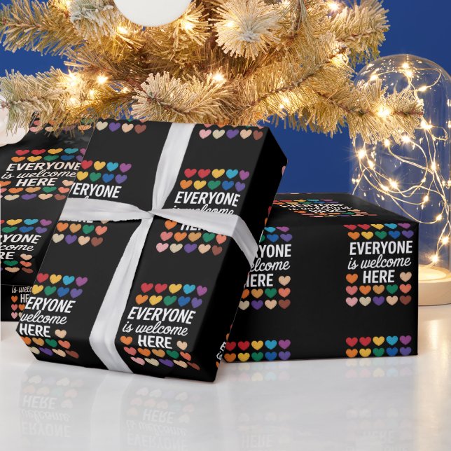 Everyone Is Welcome Here LGBTQ Wrapping Paper (Holidays)