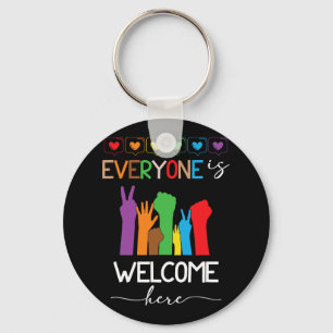 Everyone Is Welcome Here Pride Month Lgbtq Rainbow Key Ring