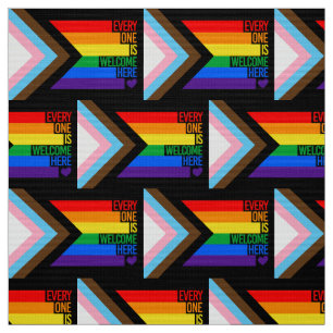 Everyone is Welcome Here (Progress Pride) Flag Fabric