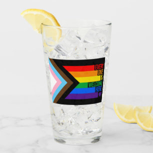 Everyone is Welcome Here (Progress Pride) Flag Glass