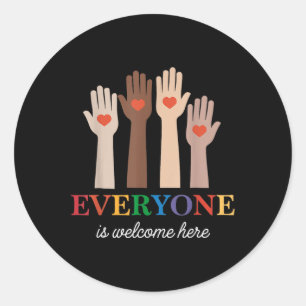 Everyone Is Welcome Here Rainbow 1 Classic Round Sticker
