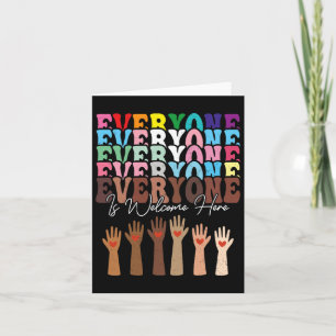 Everyone Is Welcome Here Retro Groovy Diversity Te Card