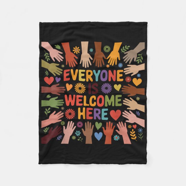 Everyone Is Welcome Here Students Support Idaho Te Fleece Blanket (Front)