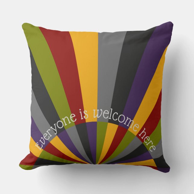 Everyone is Welcome Here Sunrise Throw Pillow (Front)