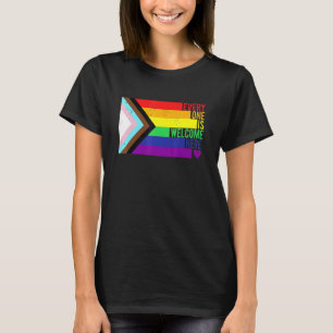 Everyone Is Welcome Here Trans Gay Lgbtq Rainbow P T-Shirt