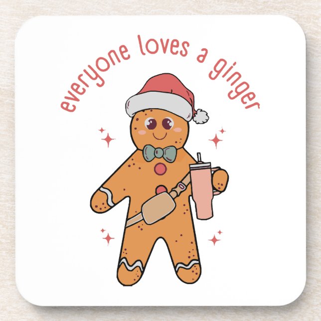 Everyone Loves A Ginger - Funny Christmas Coaster (Front)