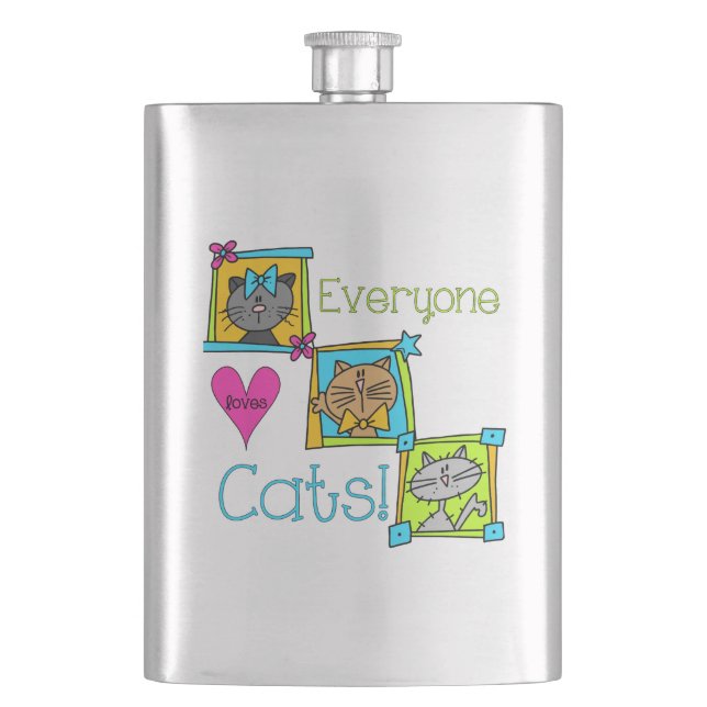 Everyone Loves Cats Hip Flask (Front)