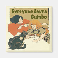 Everyone Loves Gumbo, Vintage girl and cat poster,