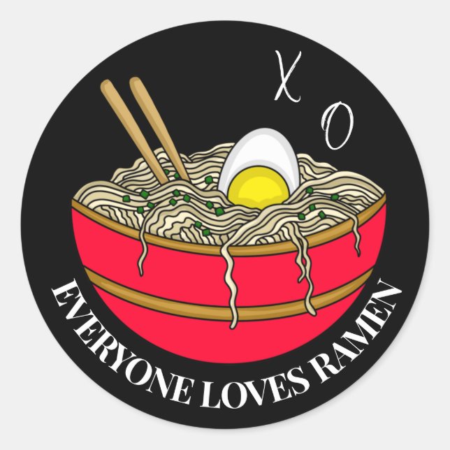 Everyone Loves Ramen | Funny Food Pun Magnet Classic Round Sticker (Front)