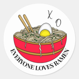 Everyone Loves Ramen   Funny Food Pun Magnet  Classic Round Sticker