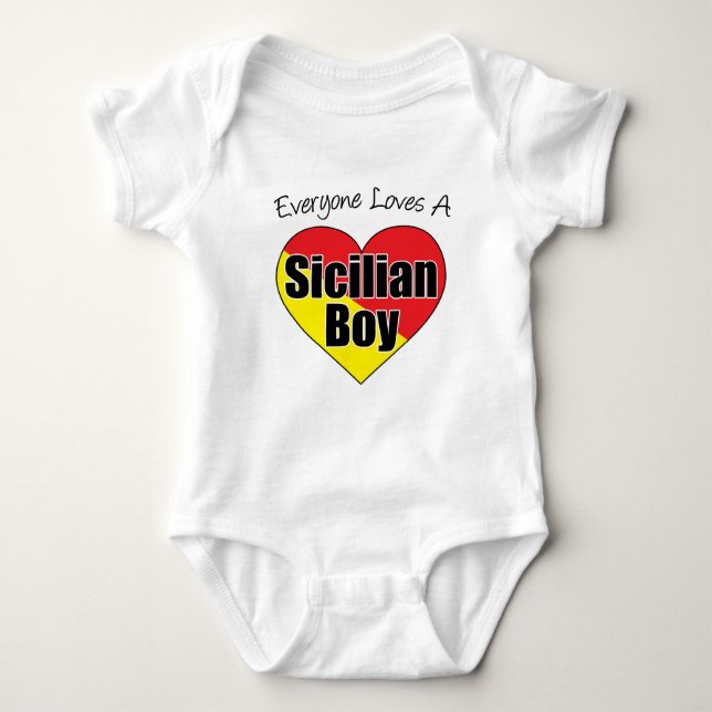 Everyone Loves Sicilian Boy Baby Bodysuit (Front)
