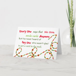 Everyone, no one, any one Christmas blank inside Holiday Card