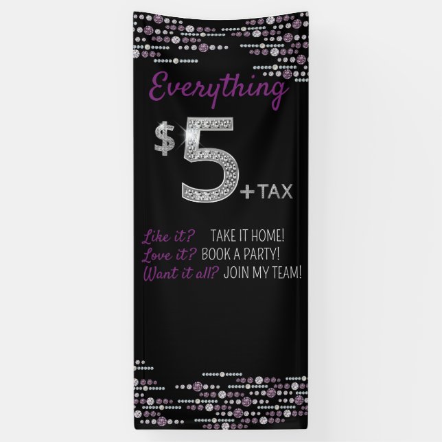 Everything $5 Jewellery- Event Show banner- Purple Banner (Vertical)