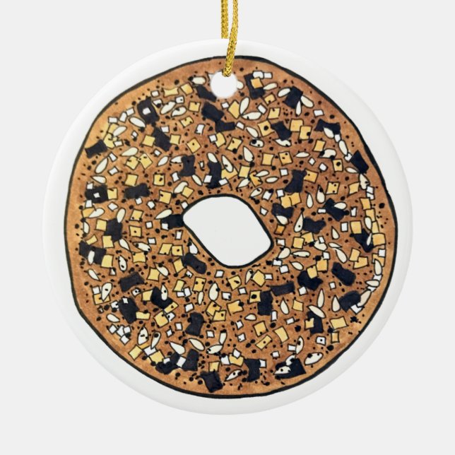 Everything Bagel Bread Baker Foodie Pastry Chef Ceramic Ornament (Front)