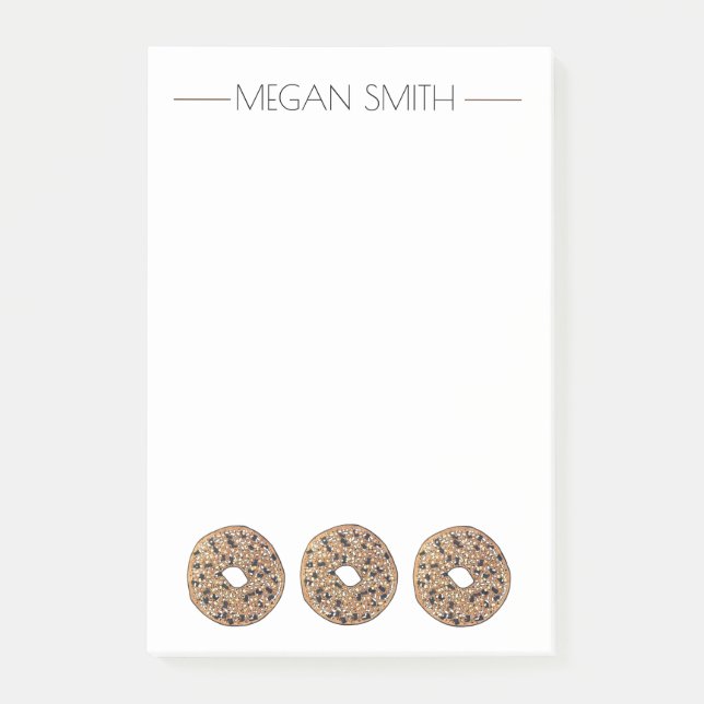 Everything Bagel Bread Bakery Baked By Pastry Post-it Notes (Front)