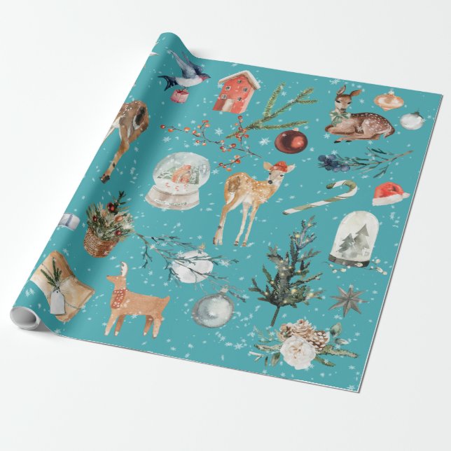 Everything Christmas Reindeer Wrapping Paper (Unrolled)