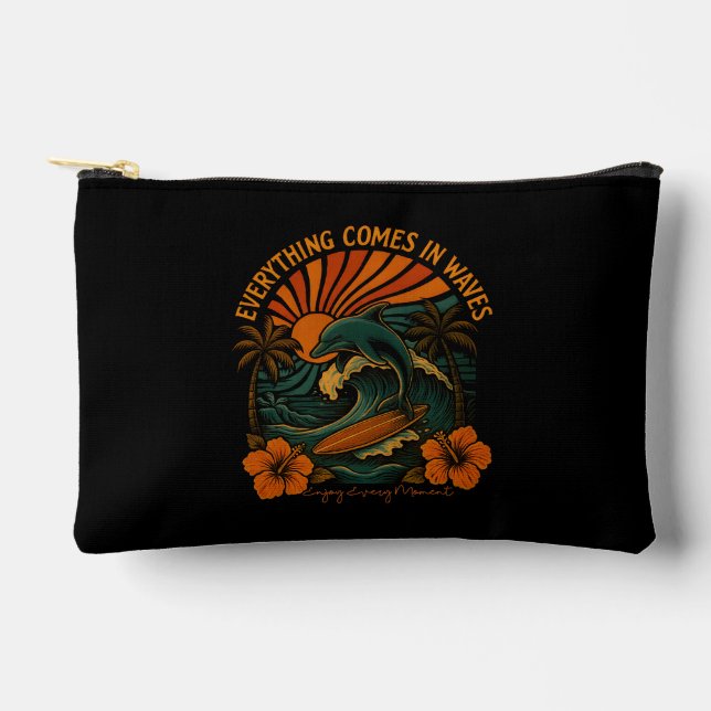 Everything Comes In Waves Retro Accessory Pouch (Front)