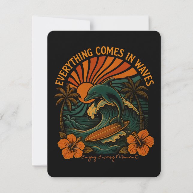 Everything Comes In Waves Retro Invitation (Front)
