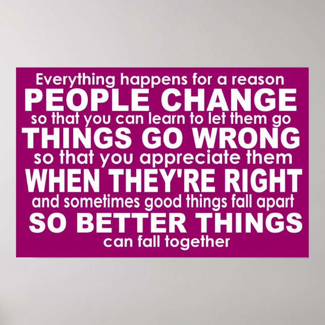 Everything Happens for a Reason Inspirational Wht Poster (Front)
