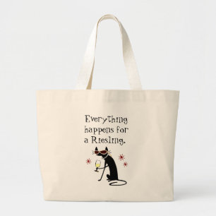Everything Happens for a Riesling Wine Pun Large Tote Bag