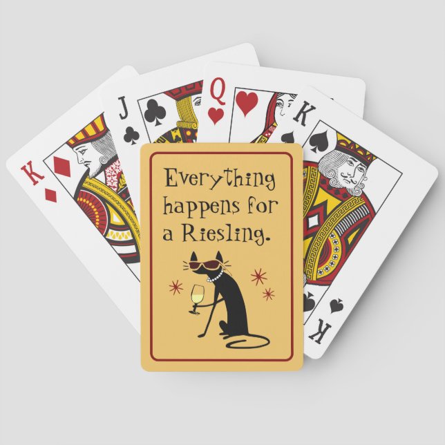 Everything Happens for a Riesling Wine Pun Playing Cards (Back)