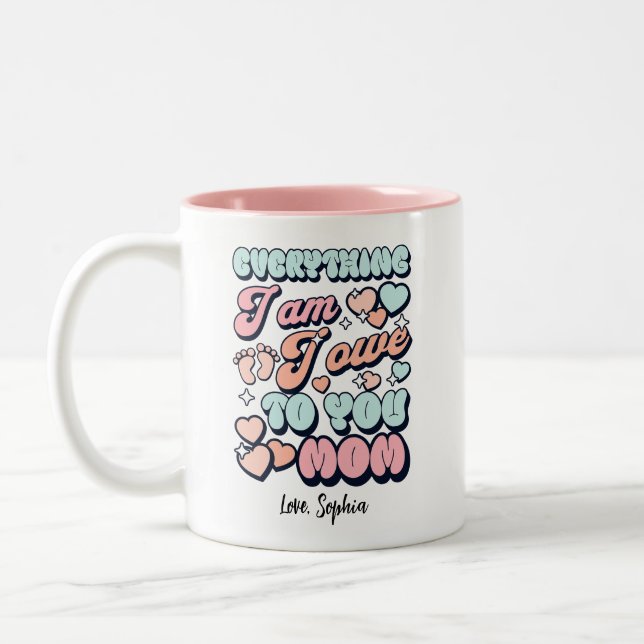 Everything I Am I Owe To You Mum Two-Tone Coffee Mug (Left)