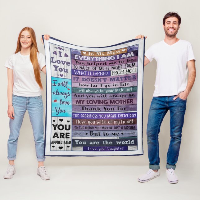 Everything I Am U Helped Me To Be-Daughter To Mum  Fleece Blanket (In Situ)