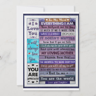 Everything I Am U Helped Me To Be-Daughter To Mum Invitation