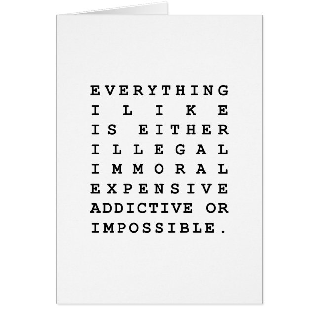 Everything I Like Card (Front)