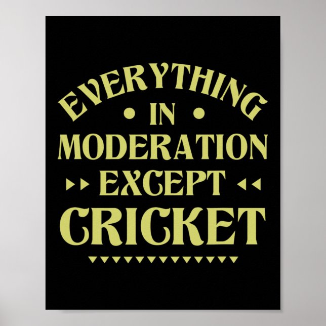 Everything In Moderation Except Cricket Funny Cric Poster (Front)