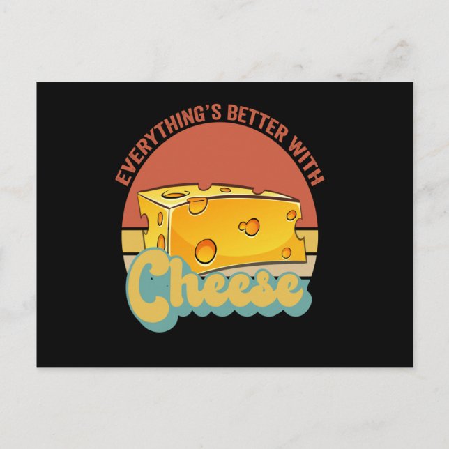 Everything is Better With Cheese Funny Vintage Postcard (Front)