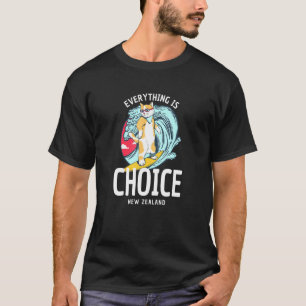 Everything Is Choice New Zealand Surf Cat Kiwiana T-Shirt