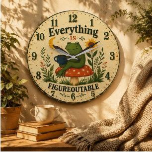 Everything Is Figureoutable Frog Large Clock
