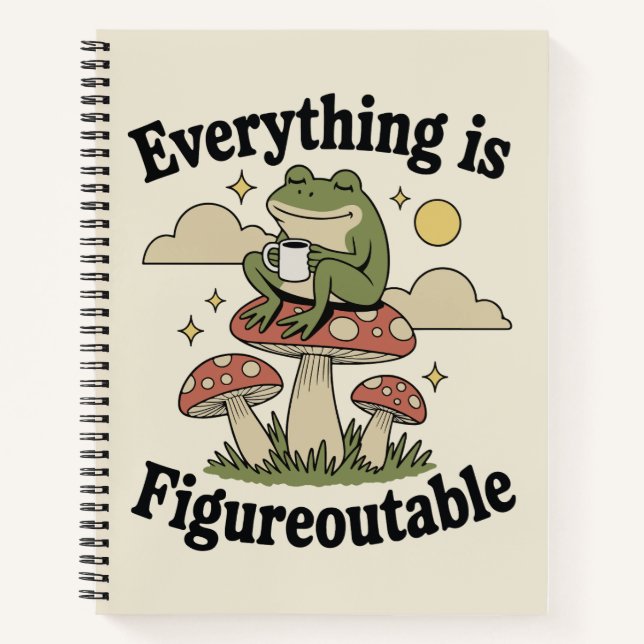 Everything is figureoutable frog with coffee notebook (Front)